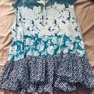 Free People Floral and Geometric Patterned Top